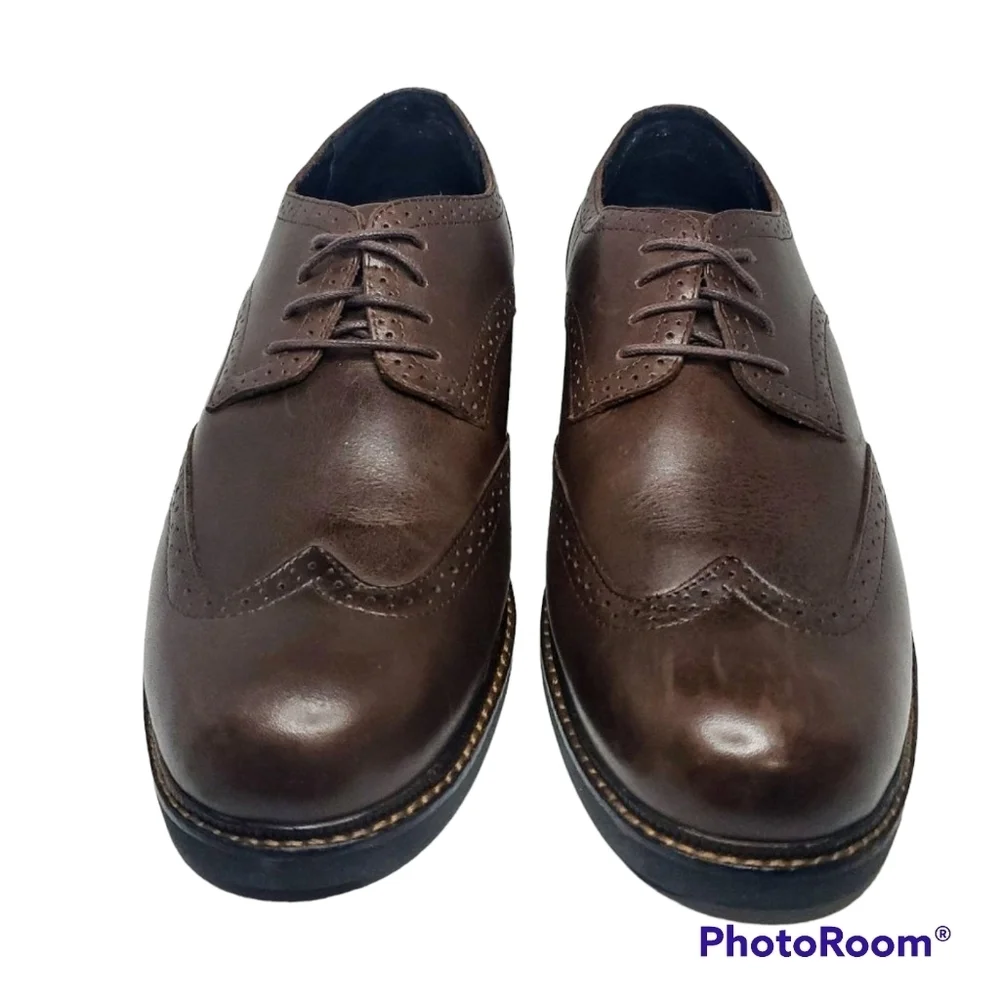 𝅺apex LT710M Men’s Oxford Dress Shoe Wingtip Brown - Picture 2 of 7